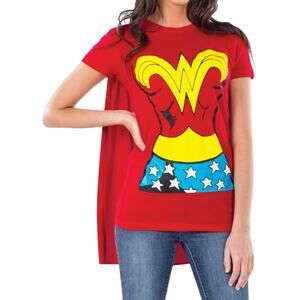 Delta Pro DC Comics Wonder Woman Costume Small Cape Graphic Print T-Shirt Red